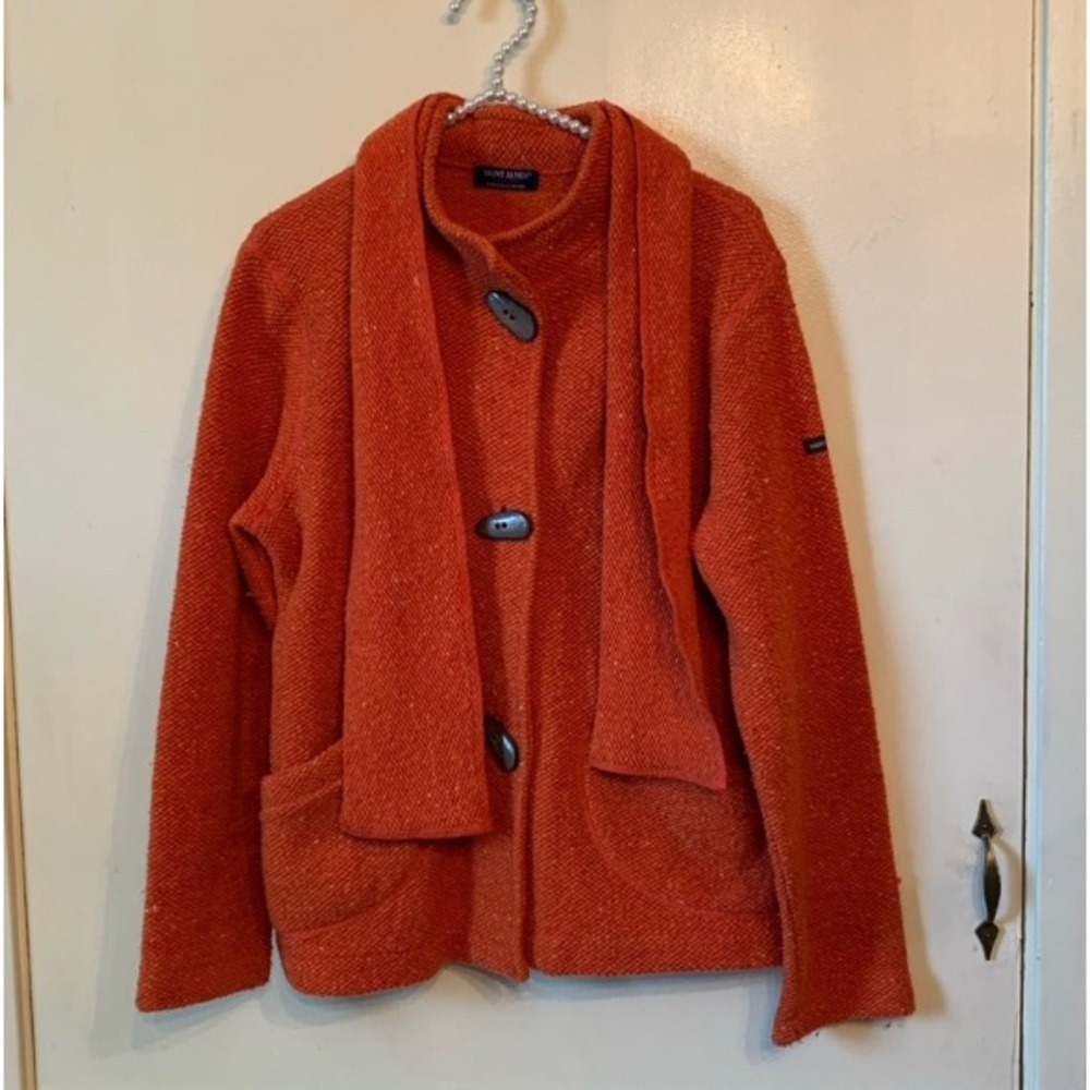 Saint James fall color knitting Jacket w a Scarf